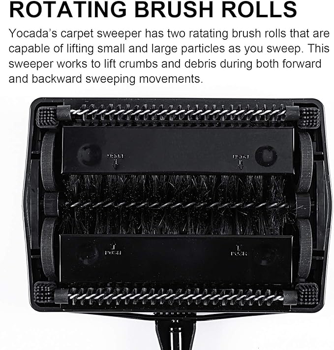 Yocada Carpet Sweeper Cleaner for Home Office Low Carpets Rugs Undercoat Carpets Pet Hair Dust Scraps Paper Small Rubbish Cleaning with a Brush Black