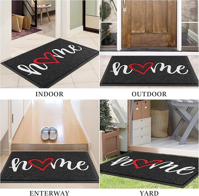 Door Mat, Welcome Mat Low Profile Floor Mat Front Doormat Indoor and Outdoor Doormat Non Slip Rugs for Entryway, Patio, High Traffic Areas (36"x24", Black-Home)