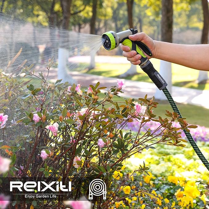 Relxitl Garden Hose, Flexible Water Hose, Ultra Lightweight Non-Expanding hose with 10 Function Sprayer, Leak proof, Pressure Resistant for Yard, Outdoor (Green, 25FT)