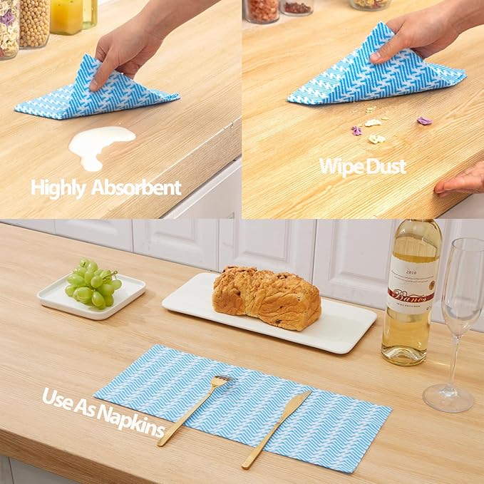 Disposable Dish Cloths,Multi use Reusable Cleaning Cloth,Machine Washable J Cloth,Heavy Duty Handy Cleaning Wipes 11.8" X 19.6" (Green 50 Count)