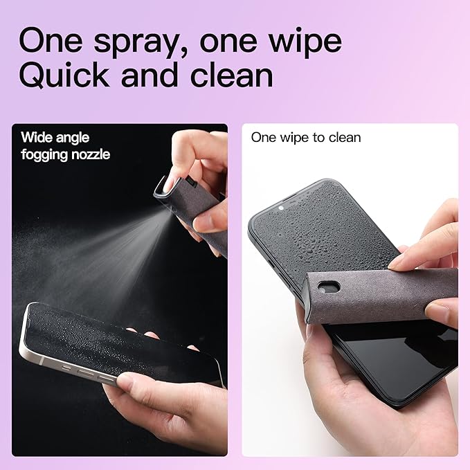 CUIUD Screen Cleaner Kit, Two in One Screen Cleaner Spray and Wipe, Touchscreen Mist Cleaner Spray Bottle for Phone/Laptop/Tablet/TV/Monitor/Car Screens(Grey)