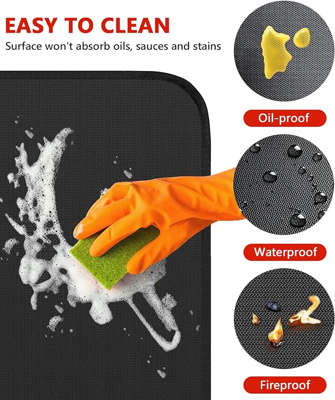 Protebox 48 x 30 inch Under Grill Mats for Outdoor Grill, Double-Sided Fireproof Deck and Patio Protector Mat, Waterproof Oil-Proof BBQ Floor Pad Indoor Fire Pit Fireplace Mat (0.9mm)
