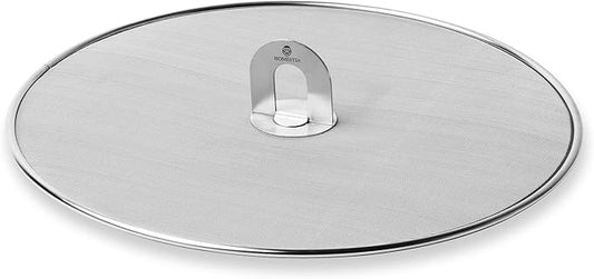 Homestia Splatter Screen for Kitchen, Stainless Steel Fine Mesh Splatter Screen for Frying Pan, 10” Grease Splatter Guard with Fold Flat Knob