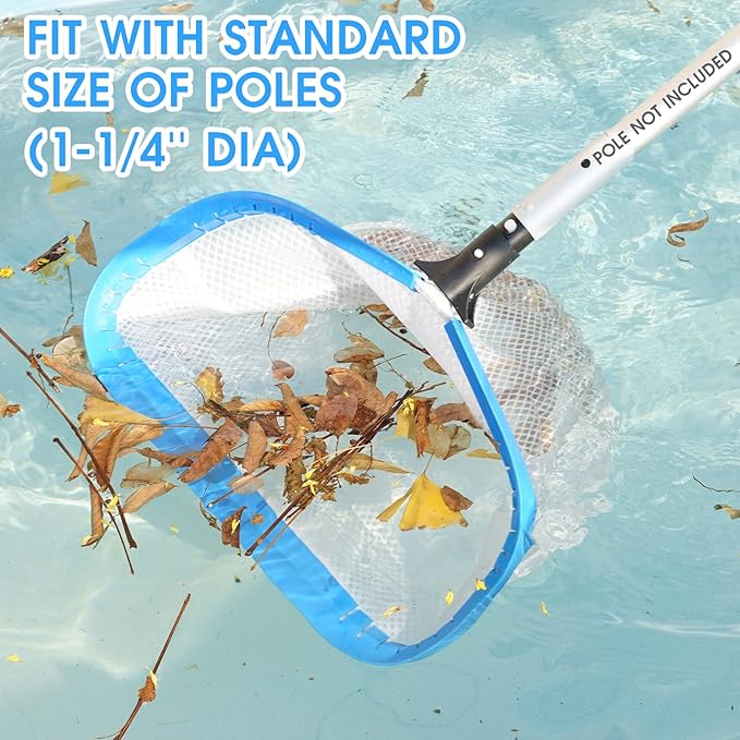TidyMister New Diamond Netting Double-Layer Pool Net 18'' Heavy Duty Leaf Rake Pool Skimmer Net for Above Ground & Inground Pools Cleaning