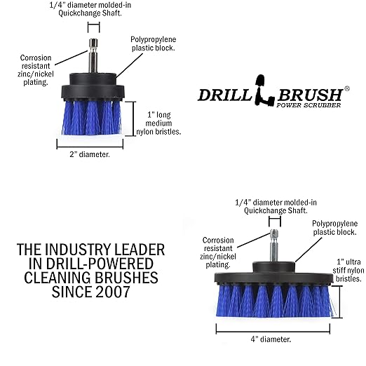 Kayak Cleaning Brush - Pool Scrubbing Tool - Boat Power Scrubber - Blue Medium Stiffness 5in Scrub Brush - Power Cleaning Tool - Fish Tank Scrubber - Aquarium Cleaner - Marine Vessels - Pool Liner