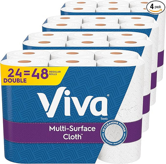 Viva Multi-Surface Cloth Paper Towels, 24 Double Rolls, 110 Sheets Per Roll (4 Packs of 6)