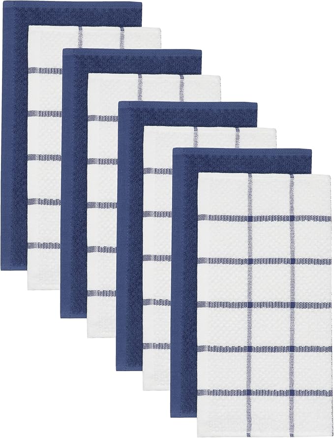 Cotton Cleaning Rags Terry Dish Cloths for Washing Dishes, Set of 8 Dish Rags for Cleaning, Light and Soft Dish Towels for Kitchen Drying Dishes, 12 Inch x 12 Inch (Blue Set)