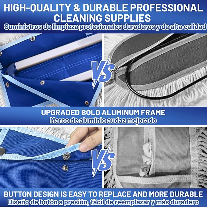36" Commercial Dust Mop: Dry Dust Broom for Hardwood Floors Cleaning - 2 Mop Pads 59" Long Handle Heavy Duty Frame - Industrial Professional Cleaning Supplies for Hotel Warehouse School Janitor