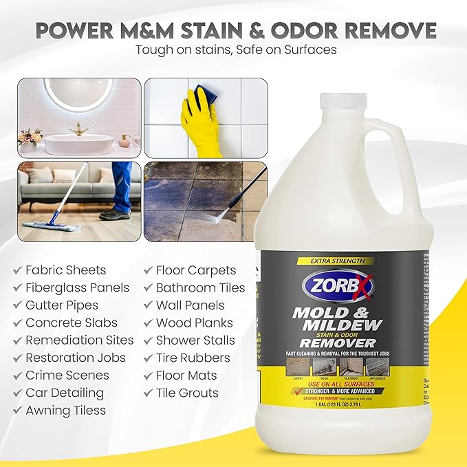 ZORBX Extra Strength Cleaner Spray 128 FL Oz Refill – Scrub Free Formula - Bleach Free Formula for Shower, Bathroom, Ceiling, Carpet, Cars, Walls & Wood