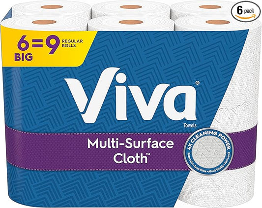Viva Multi-Surface Cloth Paper Towels, Choose-A-Sheet - 6 Big Rolls = 9 Regular Rolls (83 Sheets Per Roll)