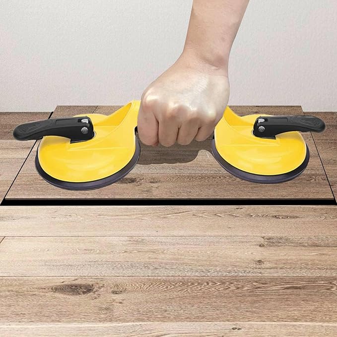 Floor Gap Fixer Tool for Laminate Floor Gap Repair Include Suction Cup and Mallet (Can't use on scraped surface floor)-Yellow Kit