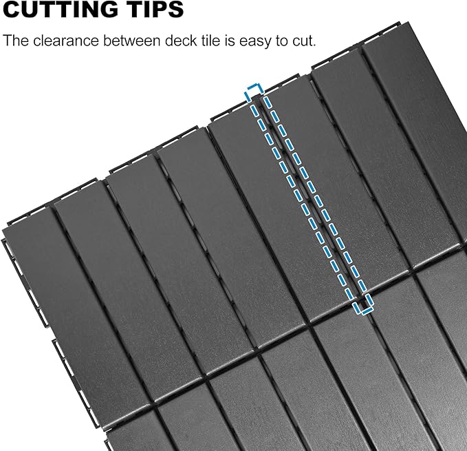ToLanbbt Plastic Interlocking Deck Tiles 27 Pack 12"x12" Waterproof Indoor Outdoor Composite Patio Flooring Decking Tiles All Weather Use for Patio Porch Balcony Backyard Poolside, Dark Grey