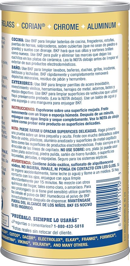 Bar Keepers Friend Powder Cleanser 12 Oz - Multipurpose Cleaner & Stain Remover - Bathroom, Kitchen & Outdoor Use - for Stainless Steel, Aluminum, Brass, Ceramic, Porcelain, Bronze and More (2 Pack)