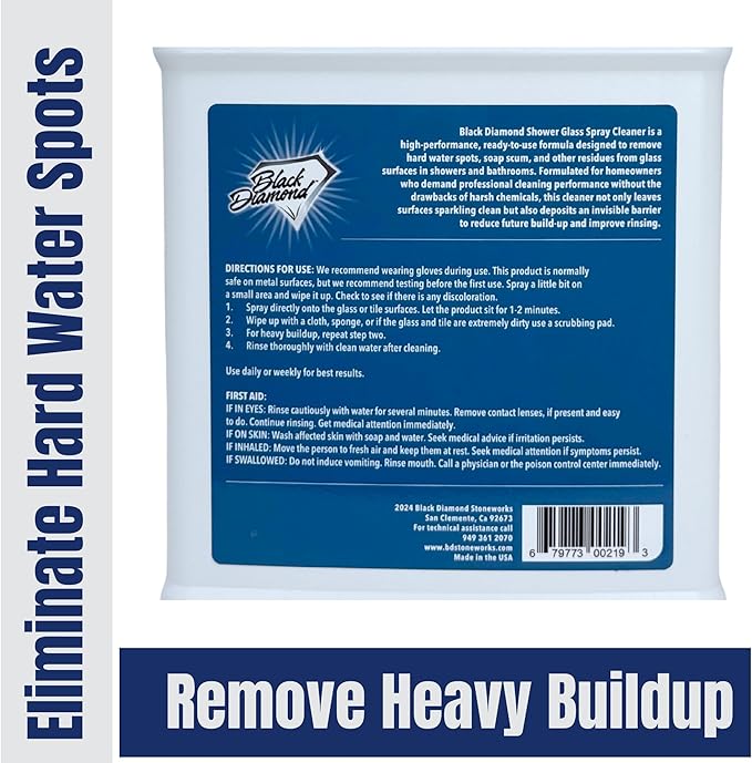 Shower Glass Spray Cleaner – Removes Hard Water Stains, Soap Scum & Water Spots – Glass Shower Door Cleaner for Tile & Bathroom Surfaces – Non-Abrasive, Fast Acting, Prevents Resoiling (128 oz)