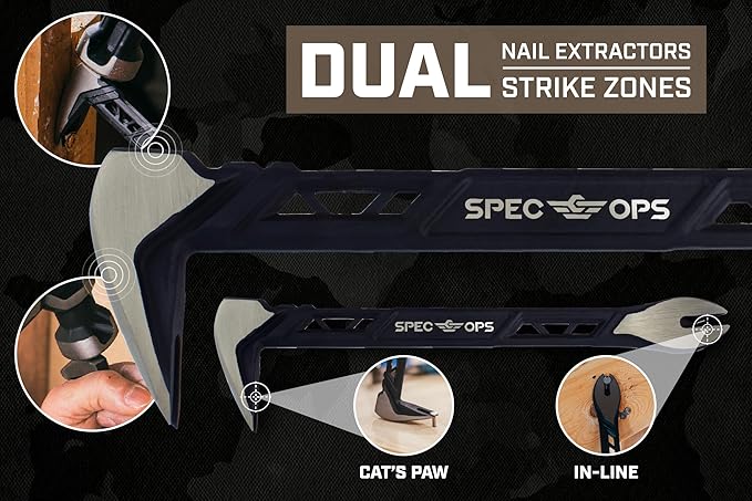 Spec Ops Tools Nail Puller Cats Paw Pry Bar for Prying, Demolition & Nail Pulling, High-Carbon Steel, 8, 10 & 11 Inch Combo Pack