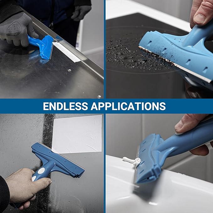 Glass Polish 6 inch (150mm) SCRATCHLESS Professional Scraper for Glass, Windows, Tiles and Any Smooth Surfaces - Comes Fitted with Stainless Steel Blade
