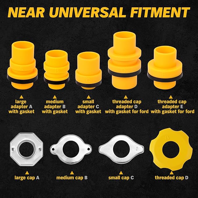 ELEAD No-Spill Coolant Funnel Kit - 19-Piece Radiator Funnel burping kit, coolant Bleeder kit, Extra Funnels and Adapters for Universal Vehicle