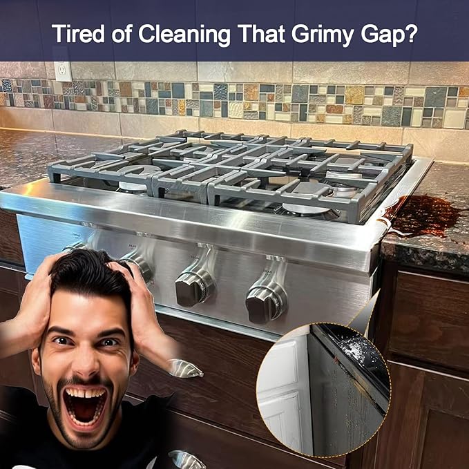 Stove Gap Covers Stainless Steel, Retractable Stove & Counter Gap Filler (13.8''–27.5''), Width 1'', Heat Resistant Metal Guard Between Stove and Countertop, Silver