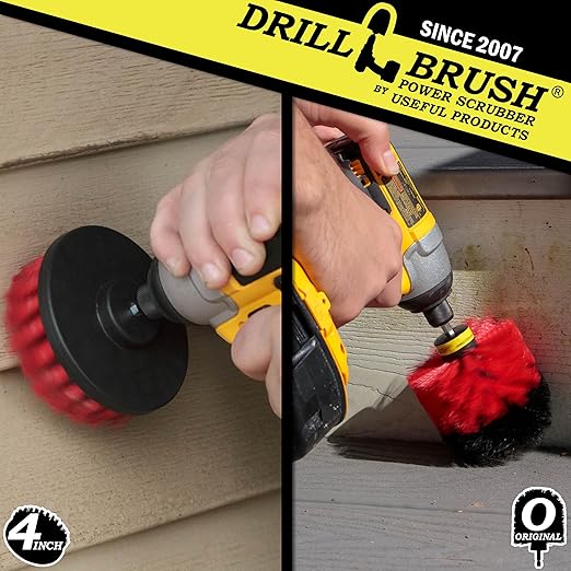 Outdoor Cleaning Supplies - Stiff Bristle Scrubber Kit for Home Use - Concrete, and Brick Scrubbing Tools - Headstone Restoration Brush Kit - Outdoor Grout and Siding Cleaning Brushes - Stiff Brushes