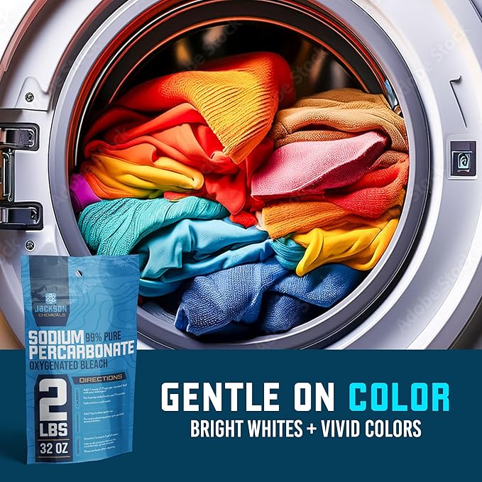Sodium Percarbonate 2 lb – Chlorine-Free Laundry Booster, Eco-Friendly Stain & Odor Remover, Multipurpose Cleaner - Oxygenated Bleach Powder