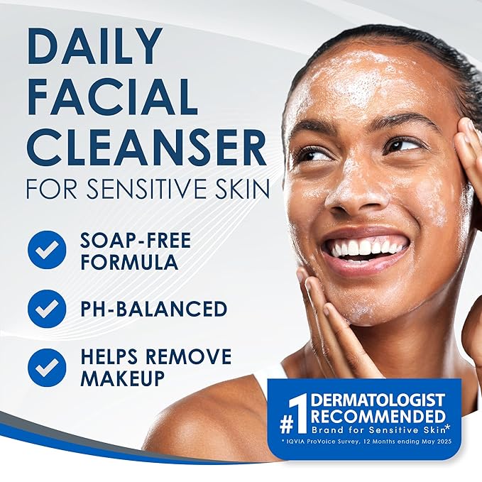 Vanicream Gentle Facial Cleaner, 2.5 Fl Oz, Formulated without Common Irritants for Sensitive Skin, Removes Makeup, Dirt & Excess Oils, Non-Comedogenic, pH-Balanced Face Wash