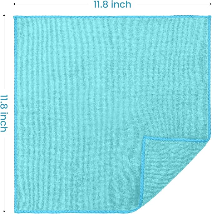 SIFANGKE Microfiber Cleaning Cloth, 12 Pack SkyBlue Cleaning Rags for Housekeeping, Reusable Microfiber Towels for Car, Kitchen, Bathroom and Household Cleaning Supplies, 11.8"X11.8"