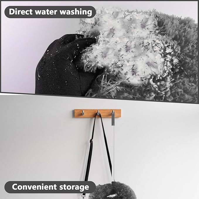 LUCKY-M Ceiling Fan Cleaner Duster, Removable Microfiber Ceiling Fan Blade Cleaner Reusable Duster with Extension Pole Adjusts 13 to 57.1 in for Cleaning Bookshelves Wall Door Window Top(Grey)
