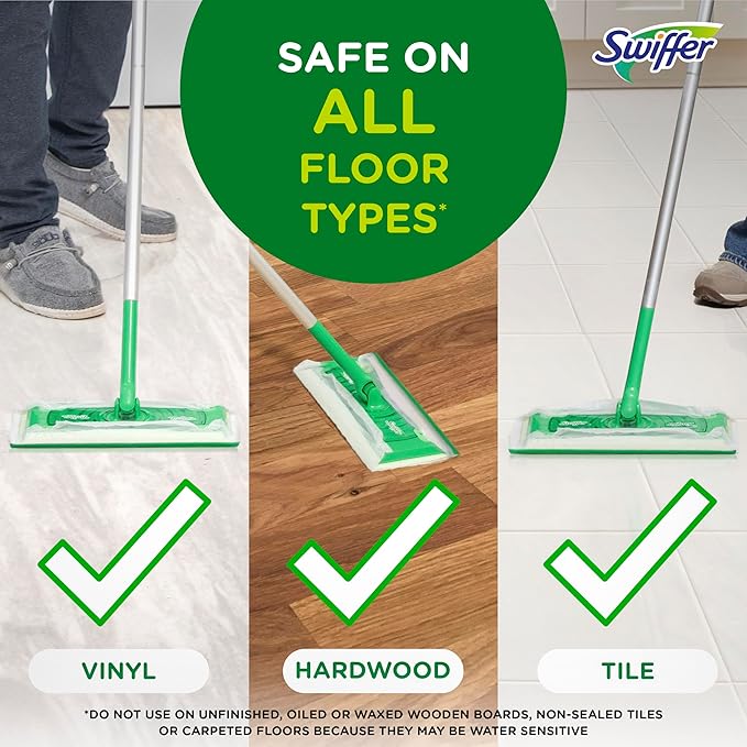 Swiffer Sweeper Wet Mopping Cloths, Multi-Surface Floor Cleaner with Gain Original Scent, 24 Count (Pack of 3)