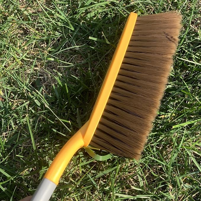 1 Pack 15" Hand Broom Brush,Soft Bristle Cleaning Brush,Crumb Debris Sweeping Brush,Dusting Brush,Comfort for Bed Car Couch Desk Sofa Furniture Clothes,Small Particles Hair Remover(Yellow)