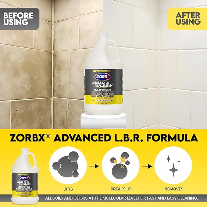 ZORBX Extra Strength Cleaner Spray 128 FL Oz Refill – Scrub Free Formula - Bleach Free Formula for Shower, Bathroom, Ceiling, Carpet, Cars, Walls & Wood