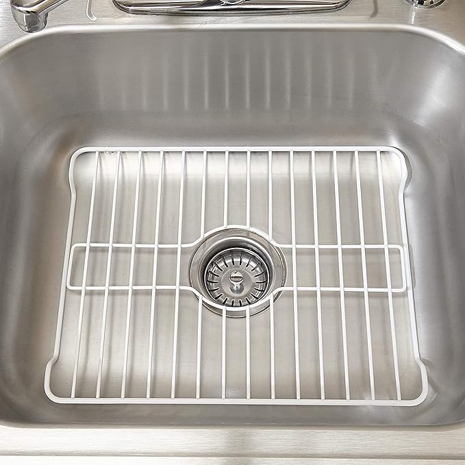 Better Houseware Sink Protectors for Kitchen Sink, Protective Metal Grid, 12x10.25x1 inches, White Kitchen Sink Mat to Shield Sink Base from Scratches, Rust-Resistant Coating, 2 pack, S