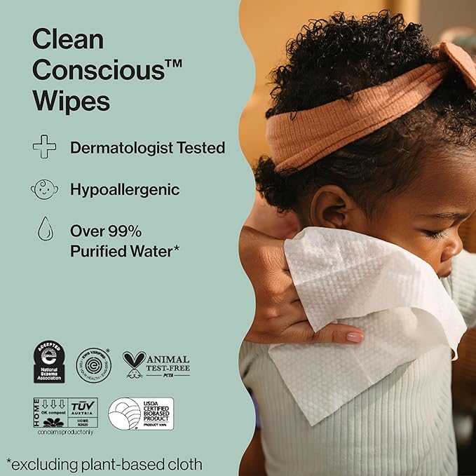 The Honest Company Hypoallergenic Multi-Use Baby Wipes for Sensitive Skin, Geo Mood, 60 Count