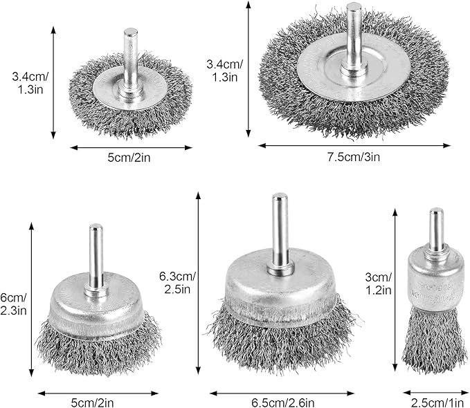 Wire Brush for Drill, Wire Wheel Brush Cup Set, Wire Wheel for Drill 0.012 Carbon Steel Wire, Drill Wire Brush for Drill 1/4 Inch Arbor for Cleaning Rust, Stripping and Drill Attachment