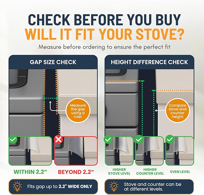 Linda's Essentials Silicone Stove Gap Covers (2 Pack), Heat Resistant Oven Gap Filler Seals Gaps Between Stovetop and Counter, Easy to Clean Stove Gap Guard (21 Inches, Clear)
