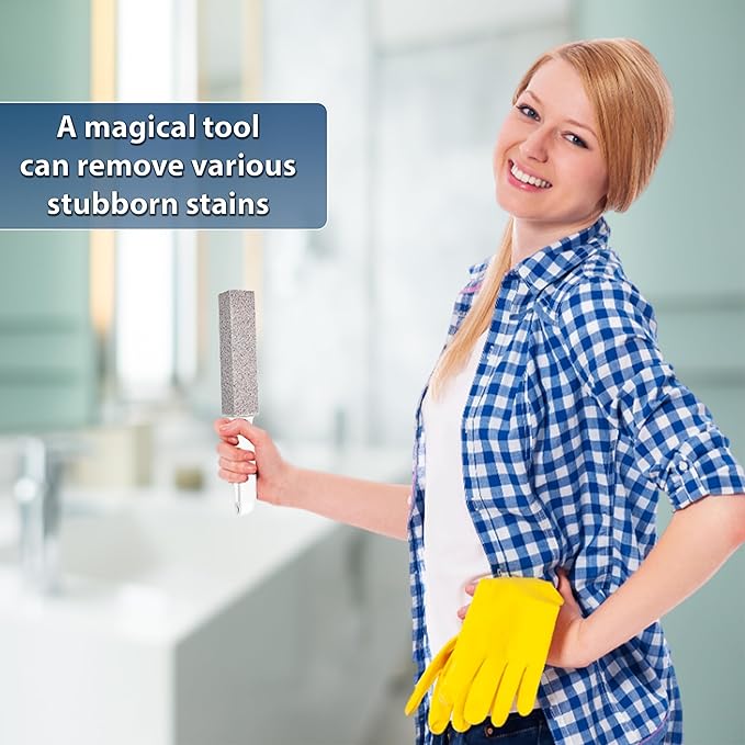 2 Pack Ring King Pumice Stone Toilet Bowl Cleaner with Handle, Hard Water Build up Remover, Removes Stubborn Limescale from Tile, Shower Door and Bathtubs. Best Calcium, Lime, and Rust Remover.