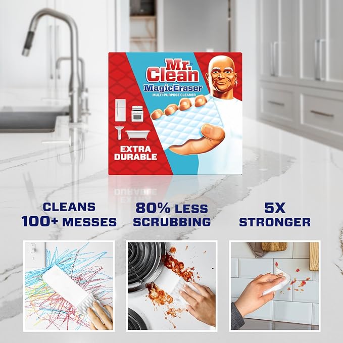 Mr. Clean Magic Eraser, Extra Durable | Multi Purpose Cleaner | 10 Count, Pack of 4