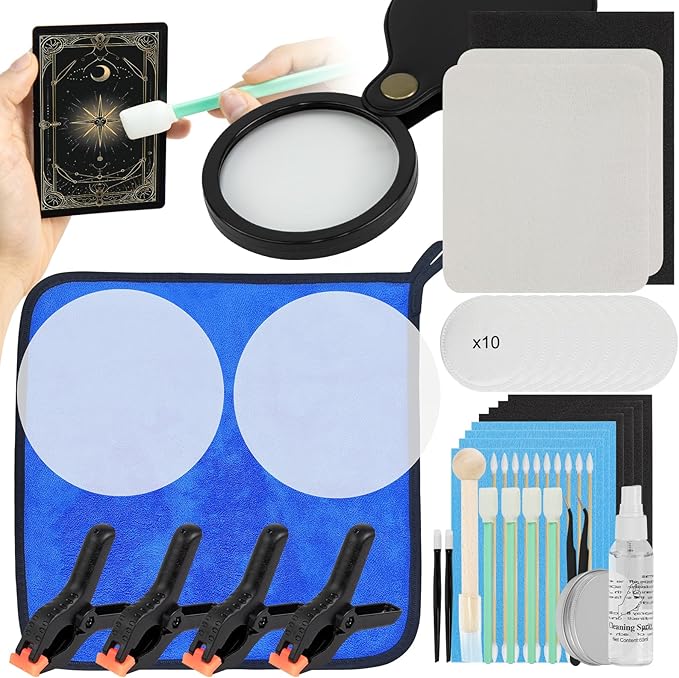 Card Care Clean Kit,17-in-1 Card Cleaning and Polishing Restoration Kit, Trading Card Cleaning Kit with Fixing Jig and EVA Shaping Foam, Suitable for PSA Rated Card Care