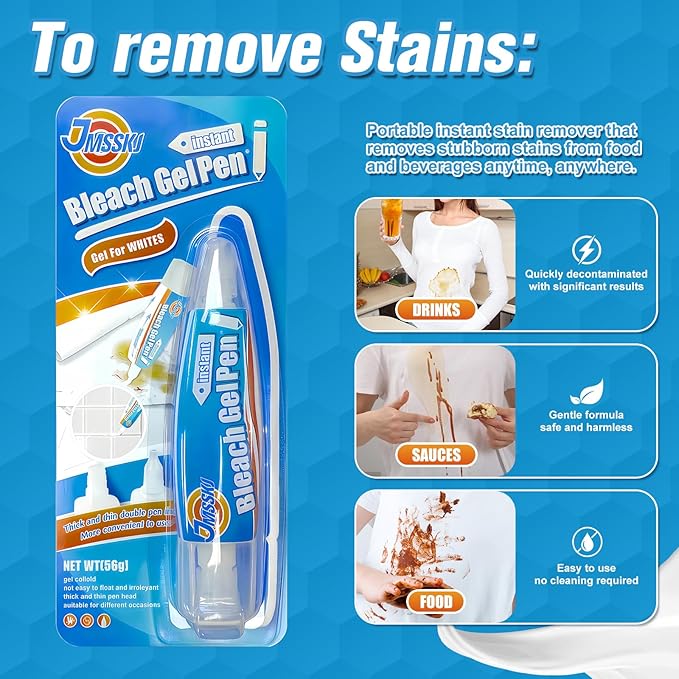 Bleach Pen For Clothing, Bleach Pen, bleach gel pen, Stain Remover Pen, Clothing Bleached DIY Design, Mold Stain Remover Gel,Travel,Instantly Remove Stains,Pearl White (1.76 Fl Oz (Pack of 2), Lemon)