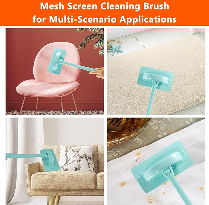 Window Screen Cleaner and Groove Cleaning Brush, Mesh Screen Cleaning Brush and 3 PCS Hand-held Magic Window Track Cleaning Tools for Sliding Door, Sill, Tile Lines, Shutter, Car Vents