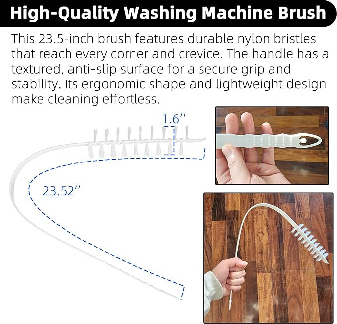 Washing Machine & Dryer Vent Cleaning Brush Kit, Lint Trap Cleaning Tool, Includes 23.6" 360° Rotating Cleaning Brush, 28" Extra Long Dryer Lint Brush, for Most Washers & Dryer Models