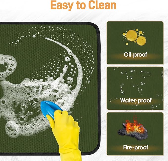 Heat Resistant Mats for Countertop and Grill Table, Fireproof Grill Mats for Outdoor Grill, Portable Charcoal Grill, Gas Grill, Pizza Oven Compatible with Blackstone, Ninja 24x36x0.04in, Green