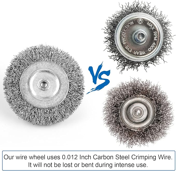 Wire Brush for Drill, Wire Wheel Brush Cup Set, Wire Wheel for Drill 0.012 Carbon Steel Wire, Drill Wire Brush for Drill 1/4 Inch Arbor for Cleaning Rust, Stripping and Drill Attachment