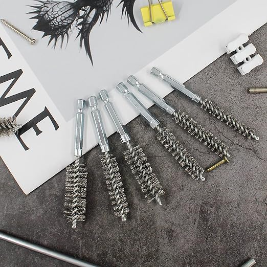 10 Pcs Stainless Steel Wire Brush Set, Bore Brush Set with 1/4 Inch Hex Shank, Power Drill Attachments for Rust Polish & Tube Cleaning (8/10/11/12/13/15/16/17/18/19mm)