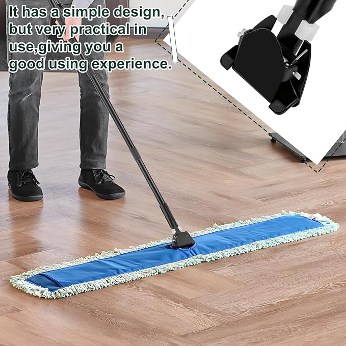 KeFanta 59 Inch Clip on Dust Mop Handle,Commercial Dust Mop Frame Handle,Heavy Duty Metal Stick Replacement for Floor Cleaning,3 Pack