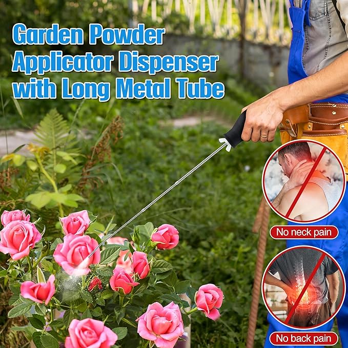 2PCS Diatomaceous Earth Powder Duster, Longer 9" to 22" Retractable Garden Powder Applicator Dispenser, 8 oz Bulb Duster Sprayer Insect for Home Organic Gardening Agricultural Supply(Black)