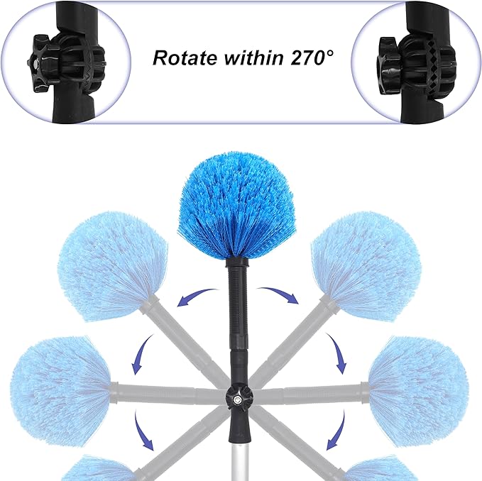 Twist-On Cobweb Duster Head, Soft Bristles Spider Web Duster Brush for Outdoor & Indoor Cleaning, Fits Standard 3/4 inch Threaded Poles
