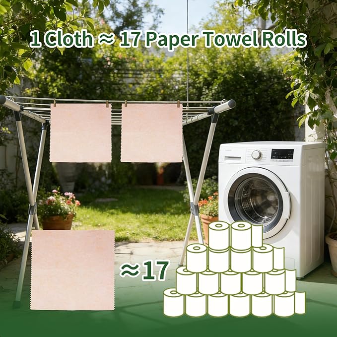 Swedish Dish Cloths, 10 Pack Upgraded Reusable Paper Towels Washable, Super Absorbent Swedish Dishcloths, Thickened Durable for All-Surface Kitchen, Bathroom Cleaning, 11"x11"