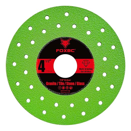 FOXBC 4-1/2 inch Tile Cutter Diamond Saw Blades for Angle Grinder, Multi-Purpose Cut-Off & Grinding Disc for Porcelain, Glass, Ceramic, Marble, Stone, 7/8" Arbor - 3 Pack