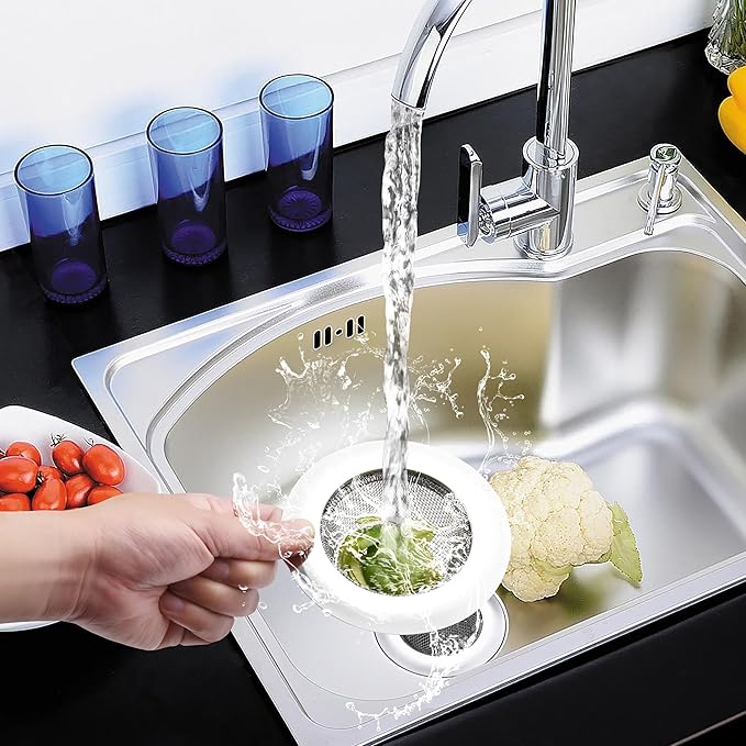 2 Pack 4.5 Inch Stainless Steel Sink Strainer Basket - 304 Stainless Steel Kitchen Sink Drain Filter, Universal Sink Mesh Basket, Hair Catcher, Food Waste Strainer, for Most Sinks