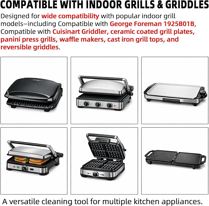 TonGass Ebony Grill Scraper Compatible with George Foreman 1925B01B, Upgrade Grill Spatula for George Foreman Indoor Grills & Most Other Indoor Grills with Grooves, Heat-Resistant & Durable